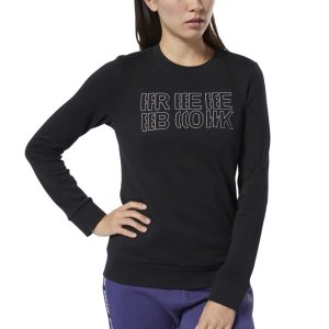 Bluza Damskie Reebok CN FRONT EMB CREWNECK Czarne PL 07JKHSW